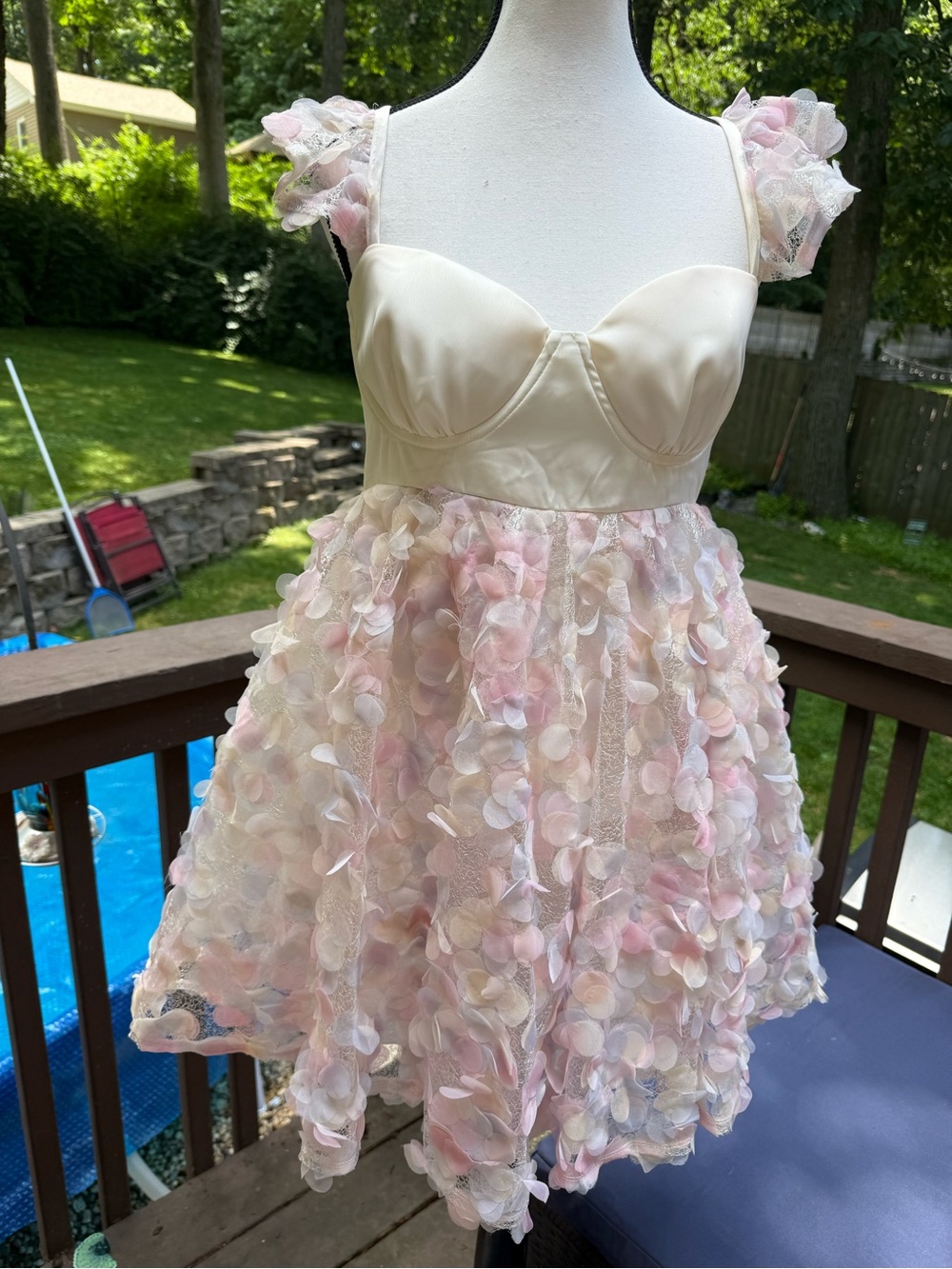 ASOS Luxe 3D Floral Babydoll Mini Dress  Size 10 padded chest - Picture 4 of 14
